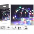 Lampki choinkowe na druciku kolorowe na baterie 80LED 395 cm