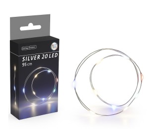 Lampki choinkowe na druciku kolorowe na baterie 20 diod LED 105cm