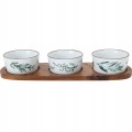 Zestaw 3 miseczek ceramicznych do serwowania taca bambusowa