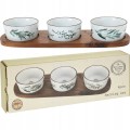 Zestaw 3 miseczek ceramicznych do serwowania taca bambusowa