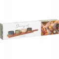 Zestaw 4 miseczek ceramicznych do serwowania taca bambusowa
