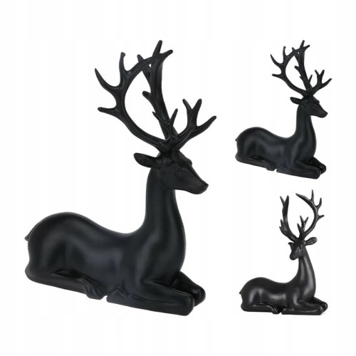 Figurka świąteczna renifer plastikowy czarny 20cm 1szt