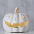 Lampion dynia LED porcelanowa biała dekoracyjna na halloween i jesień