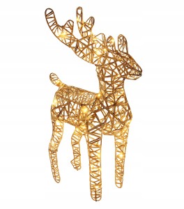 Figurka Świąteczna Renifer dekoracja złoty LED 34 cm