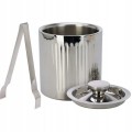 Wiaderko do lodu pojemnik metalowy srebrny ze szczypcami 15,5x15,5x17 cm