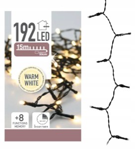 Lampki choinkowe łańcuch świetlny ciepły biały 192 LED 14,5m