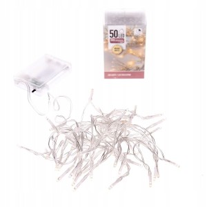 Lampki choinkowe łańcuch świetlny ciepły biały 50 LED 5m