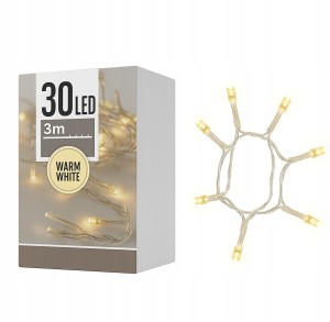 Lampki choinkowe łańcuch świetlny ciepły biały 30 LED 3m