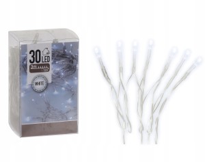 Lampki choinkowe łańcuch świetlny zimny biały 30 LED 3m