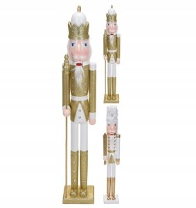 Figurka świąteczna Dziadek do orzechów drewniany złoty 106cm 1szt