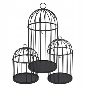 Zestaw 3 ozdobnych klatek czarne metalowe różne wielkości