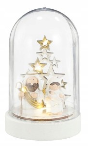 Stroik bożonarodzeniowy led w szkle szopka i Rodzina Święta 15 cm