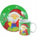 Zestaw świąteczny kubek i talerzyk mikołaj bałwan ciastek domek 325ml 20cm