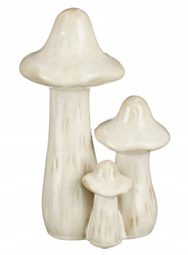 Figurka grzyb 18x12x25,5 cm ceramiczna dekoracja ecru w naturalnym stylu