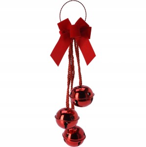 Dekoracja świąteczna zawieszka dzwonki z kokardką 30 cm czerwone
