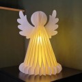 Anioł papierowy LED 38 cm biały dekoracja świąteczna z timerem