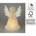 Anioł papierowy LED 38 cm biały dekoracja świąteczna z timerem
