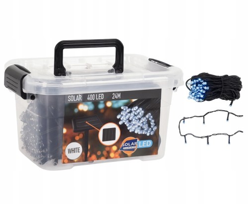 Lampki choinkowe Girlanda świetlna solarne zimny biały 400 LED 24m