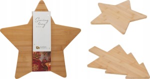 Taca do serwowania deska bambus świąteczny motyw gwiazda choinka 1szt