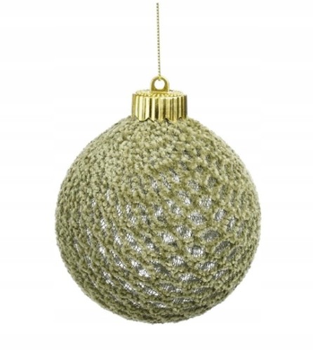 Bombka choinkowa plastikowa zielona złota dekorowana 10cm 1szt