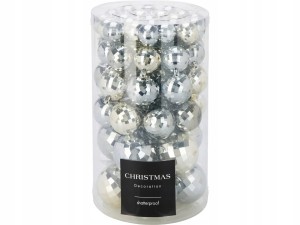 Bombki choinkowe zestaw 64 sztuk 5 cm w połysku srebrne styl disco