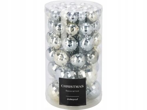 Bombki choinkowe zestaw 64 sztuk 5 cm w połysku srebrne styl disco