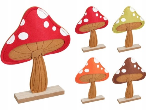 Dekoracja grzybek z filcu na drewnianej podstawie 32 cm kolory jesienne