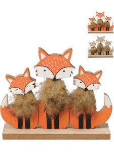 Dekoracja jesienna drewniany lisek 16x13 cm styl rustykalny różne kolory 1szt