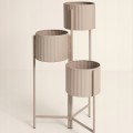 Kwietnik metalowy loftowy na 3 doniczki beżowy taupe 39×29×68 cm