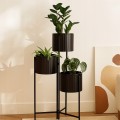 Kwietnik metalowy czarny styl loft 3 doniczki 39x29x68 cm