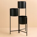 Kwietnik metalowy czarny styl loft 3 doniczki 39x29x68 cm