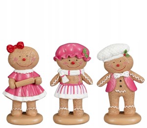 Figurka świąteczna Piernik żywica syntetyczna różowy 16cm 1szt