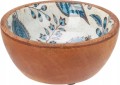 Miska z drewna mango 12x12x5 cm z niebieskim wzorem dekoracyjna i naturalna
