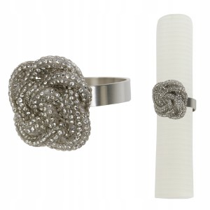 Zestaw 4 Pierścieni do serwetek srebrne glamour eleganckie 5cm