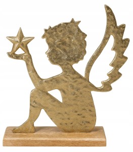 Figurka świąteczna Aniołek drewniany złoty 23cm 1szt