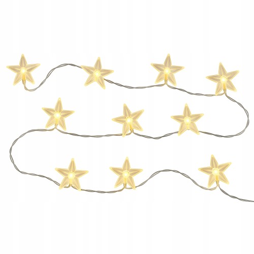 Lampki choinkowe łańcuch świetlny gwiazdki ciepły biały 10 LED 120cm