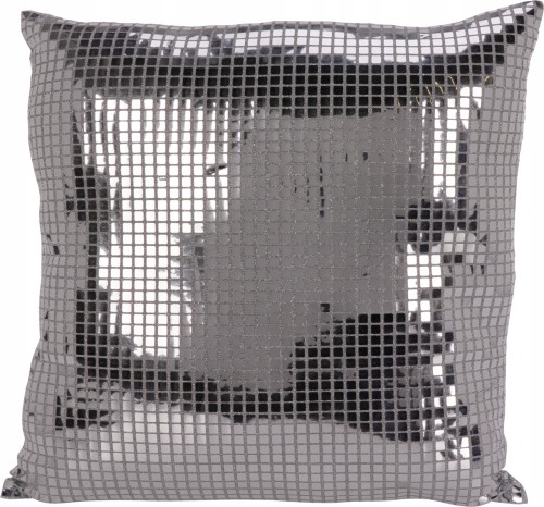 Poduszka dekoracyjna 43x43 cm srebrna z efektem lustrzanym