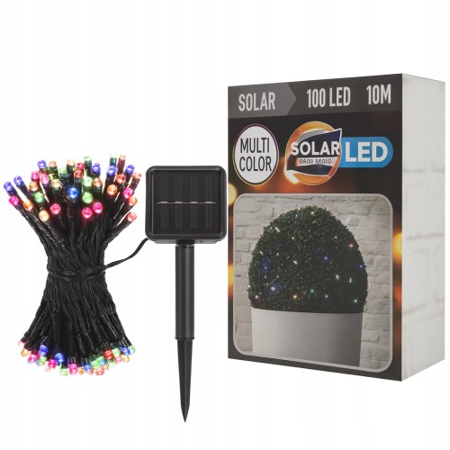 Lampki choinkowe światełka kolorowe solarne 100 LED diod 10m