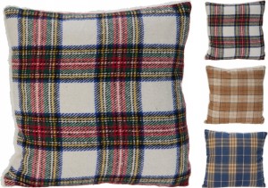 Poduszka dekoracyjna w kratę 45x45cm z miękkim tyłem sherpa 3 kolory 1 szt.