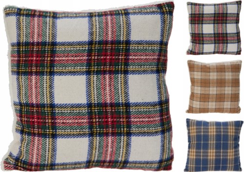 Poduszka dekoracyjna w kratę 45x45cm z miękkim tyłem sherpa 3 kolory 1 szt.