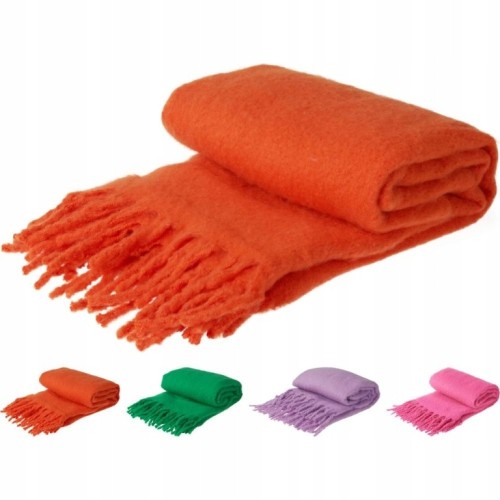 Koc dekoracyjny z frędzlami 160x130 cm miękki różne kolory 1szt