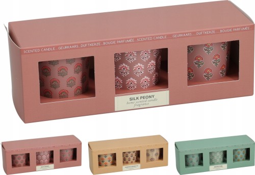 Świece zapachowe zestaw 3 sztuk po 45g eleganckie aromaty 10h palenia każda