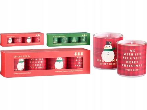 Świece zapachowe świąteczne zestaw 4 szt. Spiced Berry Peaceful Woodland 9h