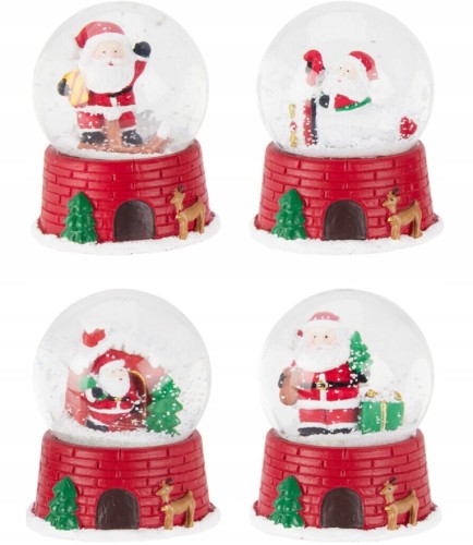 Dekoracja kula śnieżna 12 cm Święty Mikołaj w śniegu szkle 1szt