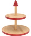Patera bambusowa dwupoziomowa świąteczna 25×26 cm czerwona i zielona