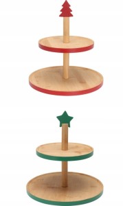 Patera bambusowa dwupoziomowa świąteczna 25×26 cm 1szt