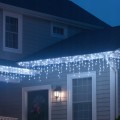 Lampki choinkowe sople 480 LED solarne z pilotem USB światło zimnobiałe 18,6 m