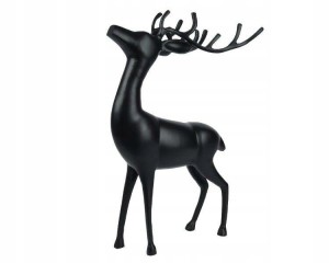 Figurka świąteczna renifer stojący aluminiowy czarny 71cm