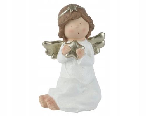 Figurka świąteczna Aniołek tworzywo sztuczne złoty 32cm