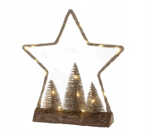 Figurka świąteczna Gwiazda LED drewniana 32 cm 1szt